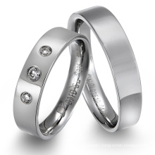 Wholesale Fashion New Design Diamond Titanium Wedding Band Ring for Men and Women with AAA+ Cubic Zircon